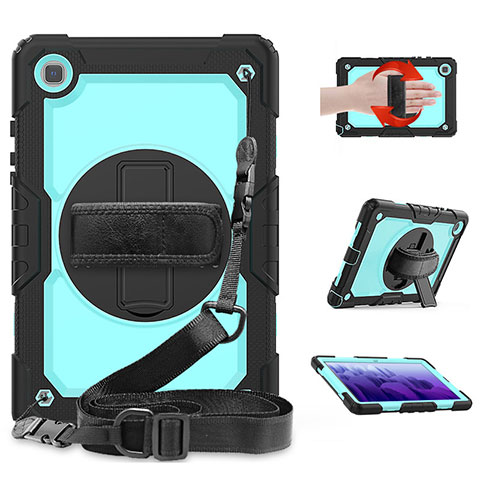 Funda Bumper Silicona y Plastico Mate Carcasa con Soporte para Samsung Galaxy Tab A7 4G 10.4 SM-T505 Cian