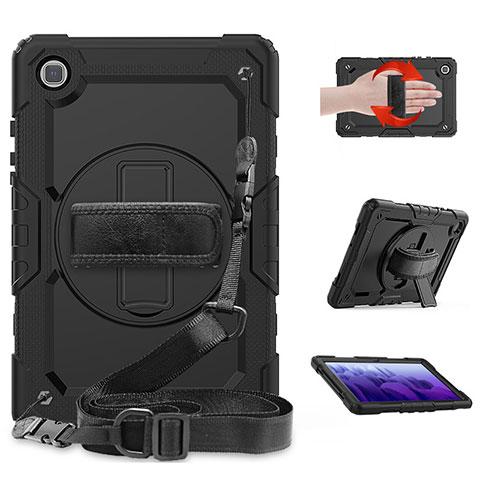 Funda Bumper Silicona y Plastico Mate Carcasa con Soporte para Samsung Galaxy Tab A7 Wi-Fi 10.4 SM-T500 Negro