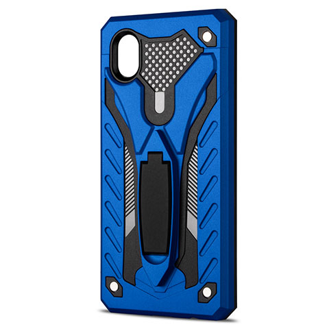 Funda Bumper Silicona y Plastico Mate Carcasa con Soporte para Samsung Galaxy XCover Pro Azul