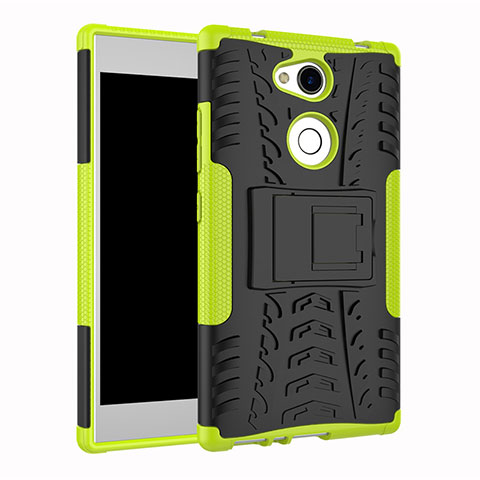 Funda Bumper Silicona y Plastico Mate Carcasa con Soporte para Sony Xperia L2 Verde