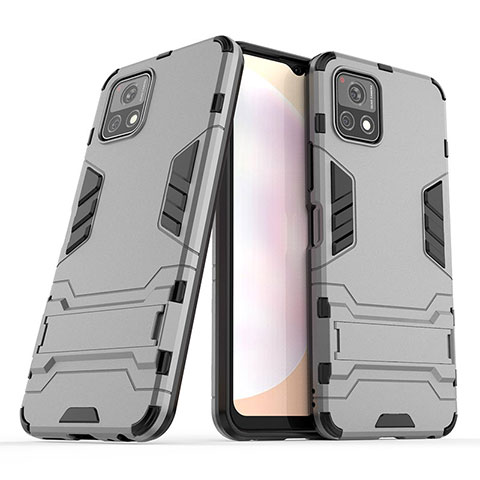 Funda Bumper Silicona y Plastico Mate Carcasa con Soporte para Vivo iQOO U3x 5G Gris