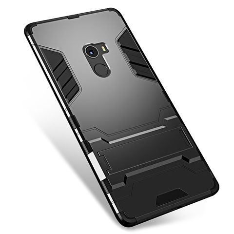 Funda Bumper Silicona y Plastico Mate Carcasa con Soporte para Xiaomi Mi Mix Negro