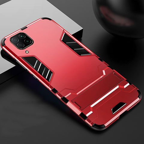 Funda Bumper Silicona y Plastico Mate Carcasa con Soporte R01 para Huawei Nova 6 SE Rojo