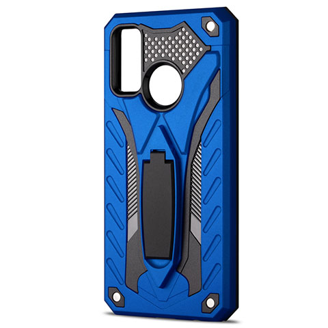 Funda Bumper Silicona y Plastico Mate Carcasa con Soporte R01 para Huawei Nova Lite 3 Plus Azul