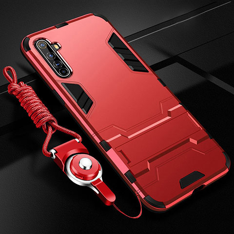 Funda Bumper Silicona y Plastico Mate Carcasa con Soporte R01 para Realme X50 Pro 5G Rojo