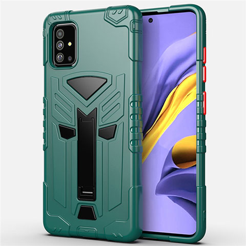 Funda Bumper Silicona y Plastico Mate Carcasa con Soporte R01 para Samsung Galaxy A51 5G Verde