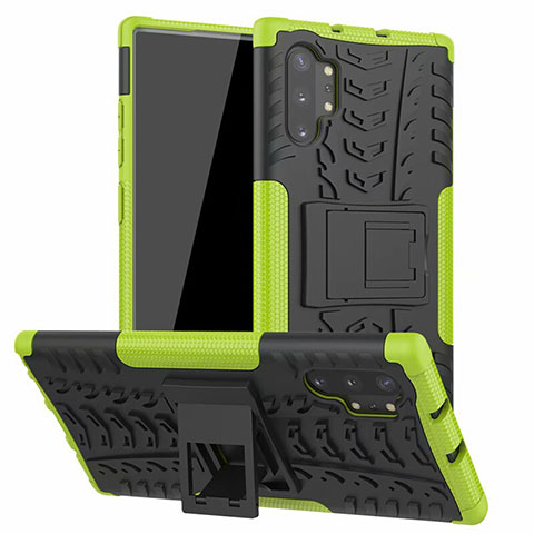 Funda Bumper Silicona y Plastico Mate Carcasa con Soporte R01 para Samsung Galaxy Note 10 Plus Verde