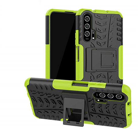 Funda Bumper Silicona y Plastico Mate Carcasa con Soporte R02 para Huawei Honor 20 Pro Verde