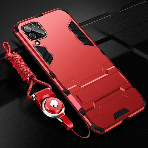 Funda Bumper Silicona y Plastico Mate Carcasa con Soporte R02 para Huawei P40 Lite Rojo