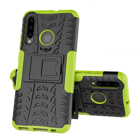 Funda Bumper Silicona y Plastico Mate Carcasa con Soporte R03 para Huawei Honor 10i Verde