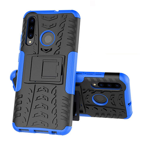 Funda Bumper Silicona y Plastico Mate Carcasa con Soporte R03 para Huawei Honor 20E Azul