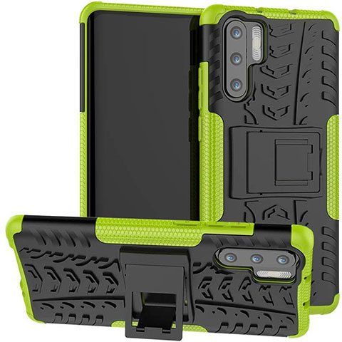 Funda Bumper Silicona y Plastico Mate Carcasa con Soporte R03 para Huawei P30 Pro Verde