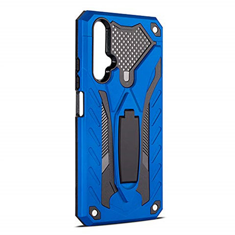 Funda Bumper Silicona y Plastico Mate Carcasa con Soporte R04 para Huawei Honor 20S Azul