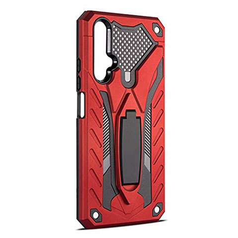 Funda Bumper Silicona y Plastico Mate Carcasa con Soporte R04 para Huawei Nova 5T Rojo