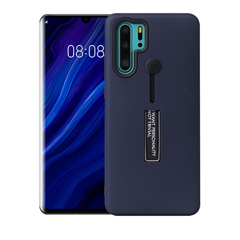 Funda Bumper Silicona y Plastico Mate Carcasa con Soporte T01 para Huawei P30 Pro New Edition Azul