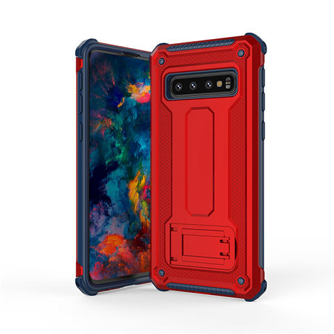 Funda Bumper Silicona y Plastico Mate Carcasa con Soporte T01 para Samsung Galaxy S10 5G Multicolor