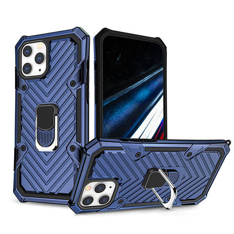 Funda Bumper Silicona y Plastico Mate Carcasa con Soporte YF1 para Apple iPhone 14 Pro Azul