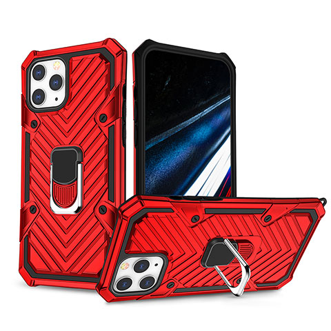 Funda Bumper Silicona y Plastico Mate Carcasa con Soporte YF1 para Apple iPhone 15 Pro Rojo