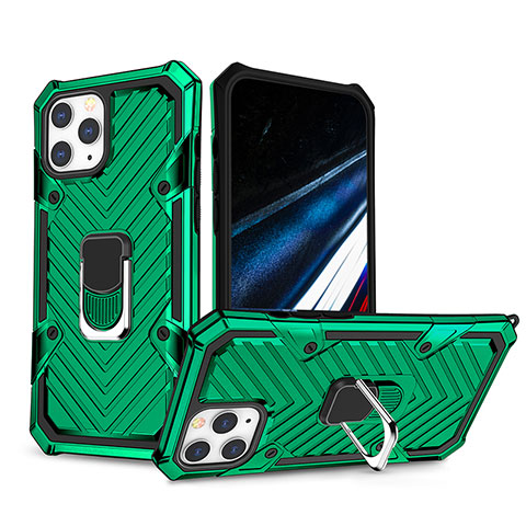 Funda Bumper Silicona y Plastico Mate Carcasa con Soporte YF1 para Apple iPhone 15 Pro Verde