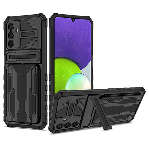 Funda Bumper Silicona y Plastico Mate Carcasa con Soporte YF1 para Samsung Galaxy A04s Negro