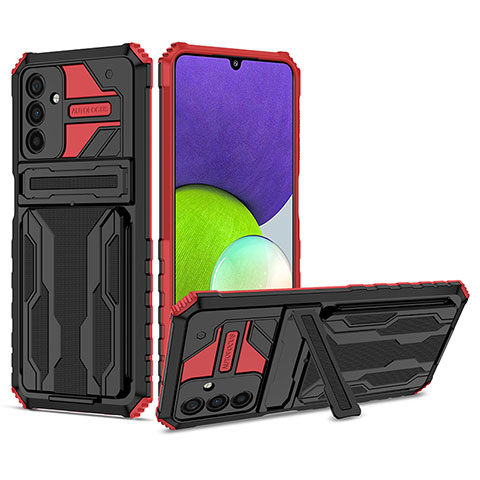 Funda Bumper Silicona y Plastico Mate Carcasa con Soporte YF1 para Samsung Galaxy A13 5G Rojo