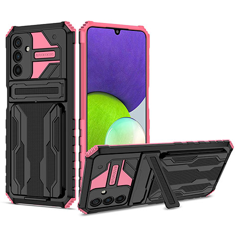 Funda Bumper Silicona y Plastico Mate Carcasa con Soporte YF1 para Samsung Galaxy A13 5G Rosa