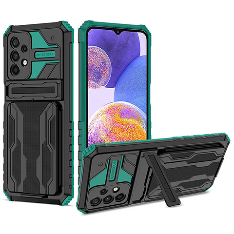 Funda Bumper Silicona y Plastico Mate Carcasa con Soporte YF1 para Samsung Galaxy A23 4G Verde