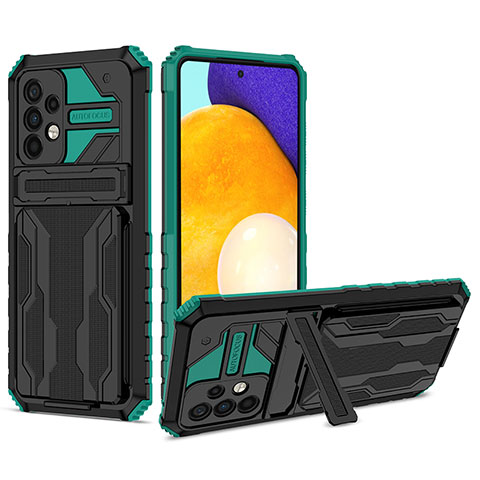 Funda Bumper Silicona y Plastico Mate Carcasa con Soporte YF1 para Samsung Galaxy A72 5G Verde