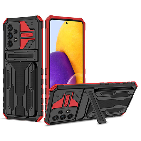 Funda Bumper Silicona y Plastico Mate Carcasa con Soporte YF1 para Samsung Galaxy A73 5G Rojo