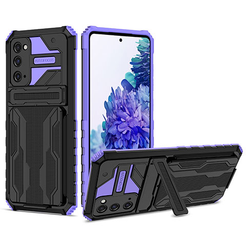 Funda Bumper Silicona y Plastico Mate Carcasa con Soporte YF1 para Samsung Galaxy S20 FE 5G Morado