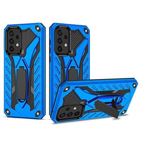 Funda Bumper Silicona y Plastico Mate Carcasa con Soporte YF2 para Samsung Galaxy A33 5G Azul