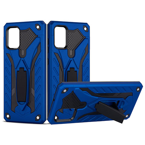 Funda Bumper Silicona y Plastico Mate Carcasa con Soporte YF2 para Samsung Galaxy A51 4G Azul