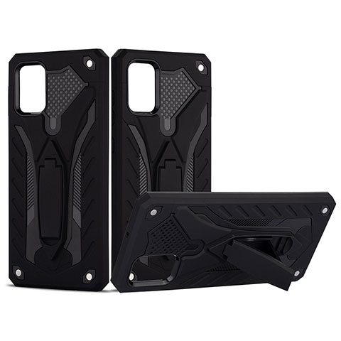 Funda Bumper Silicona y Plastico Mate Carcasa con Soporte YF2 para Samsung Galaxy A51 5G Negro