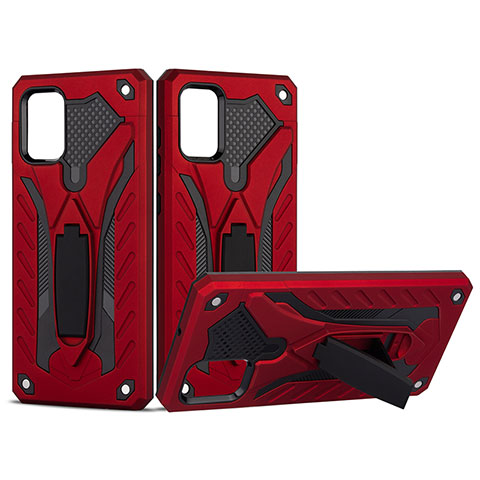 Funda Bumper Silicona y Plastico Mate Carcasa con Soporte YF2 para Samsung Galaxy A71 5G Rojo