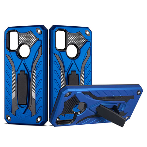 Funda Bumper Silicona y Plastico Mate Carcasa con Soporte YF2 para Samsung Galaxy M30s Azul