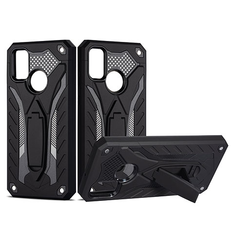 Funda Bumper Silicona y Plastico Mate Carcasa con Soporte YF2 para Samsung Galaxy M30s Negro