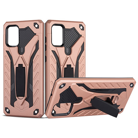 Funda Bumper Silicona y Plastico Mate Carcasa con Soporte YF2 para Samsung Galaxy M40S Oro Rosa