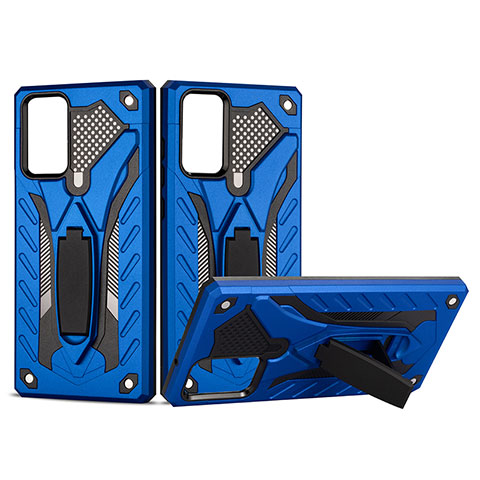 Funda Bumper Silicona y Plastico Mate Carcasa con Soporte YF2 para Samsung Galaxy Note 20 5G Azul