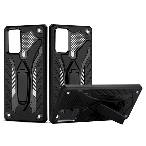 Funda Bumper Silicona y Plastico Mate Carcasa con Soporte YF2 para Samsung Galaxy Note 20 5G Negro