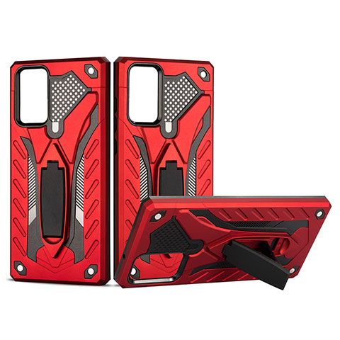 Funda Bumper Silicona y Plastico Mate Carcasa con Soporte YF2 para Samsung Galaxy Note 20 5G Rojo