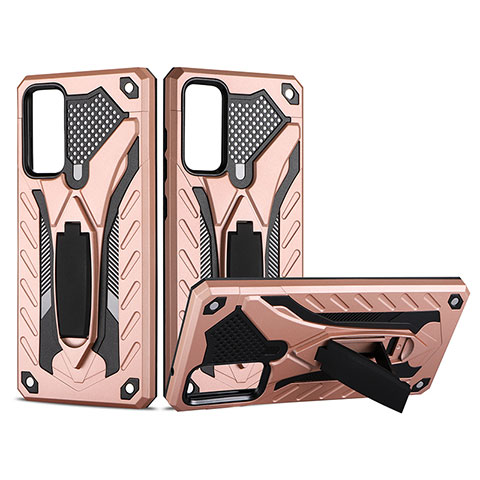 Funda Bumper Silicona y Plastico Mate Carcasa con Soporte YF2 para Samsung Galaxy S20 FE 4G Oro Rosa