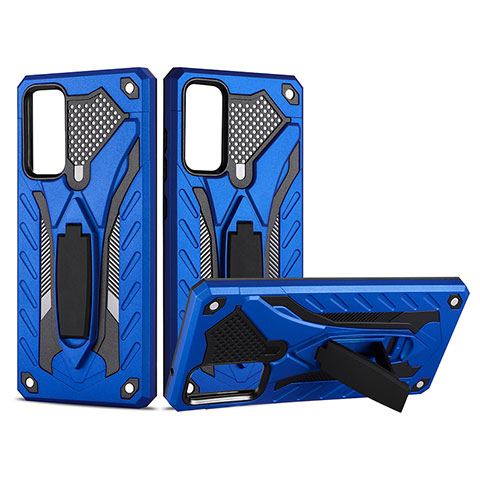 Funda Bumper Silicona y Plastico Mate Carcasa con Soporte YF2 para Samsung Galaxy S20 Lite 5G Azul