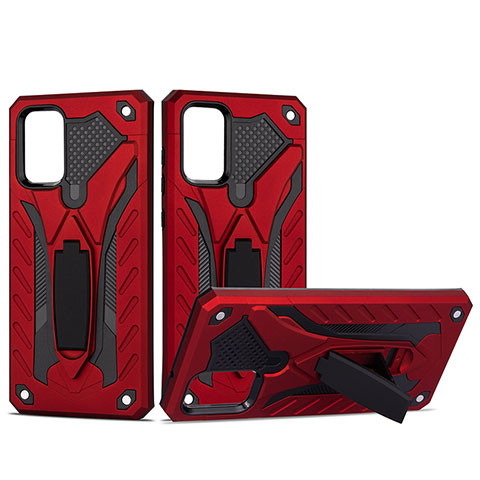 Funda Bumper Silicona y Plastico Mate Carcasa con Soporte YF2 para Samsung Galaxy S20 Plus Rojo