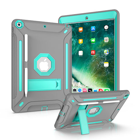 Funda Bumper Silicona y Plastico Mate Carcasa con Soporte YJ1 para Apple iPad 10.2 (2019) Gris