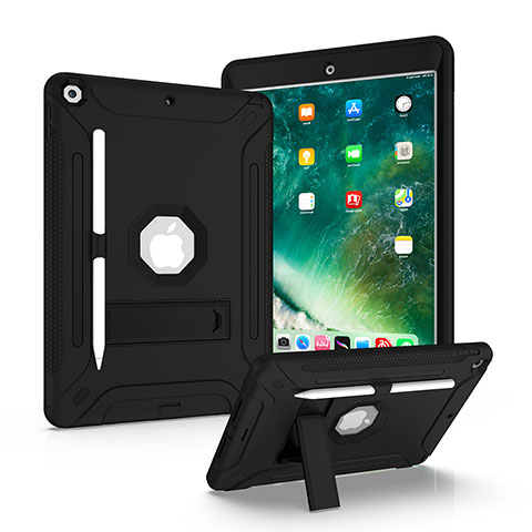 Funda Bumper Silicona y Plastico Mate Carcasa con Soporte YJ2 para Apple iPad 10.2 (2021) Negro