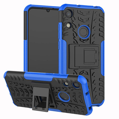 Funda Bumper Silicona y Plastico Mate Carcasa con Soporte Z01 para Huawei Y6 Prime (2019) Azul