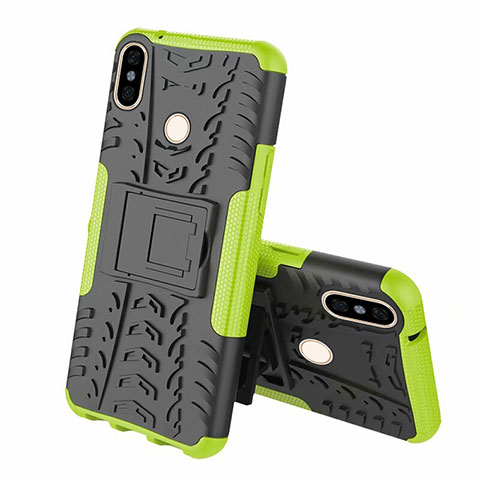 Funda Bumper Silicona y Plastico Mate Carcasa con Soporte Z01 para Xiaomi Mi 8 Verde