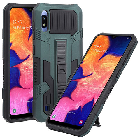 Funda Bumper Silicona y Plastico Mate Carcasa con Soporte ZJ1 para Samsung Galaxy A10 Verde