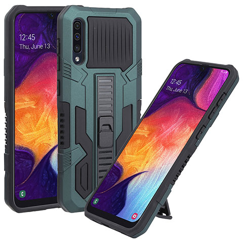 Funda Bumper Silicona y Plastico Mate Carcasa con Soporte ZJ1 para Samsung Galaxy A50 Verde