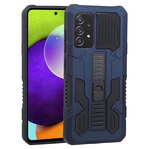 Funda Bumper Silicona y Plastico Mate Carcasa con Soporte ZJ1 para Samsung Galaxy A52 4G Azul